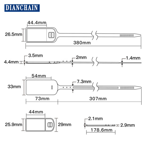 Sceau logistique 54*33mm haute fréquence haute température étanche pcb213 puce anti-contrefaçon traçabilité