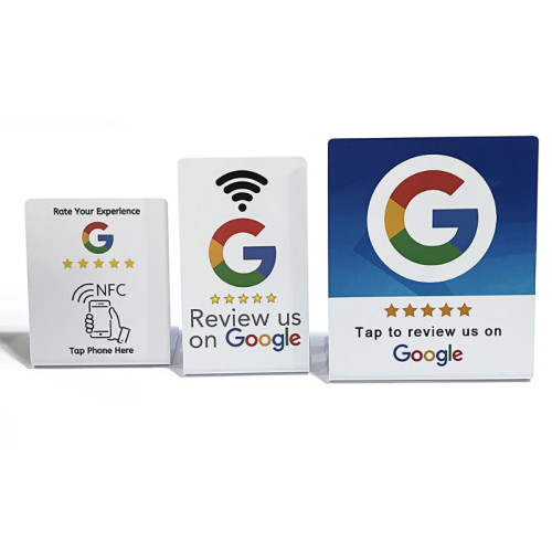 Customized PVC Google Review Acrylic Nfc Stand Touchless Google Review Card 213 Chip