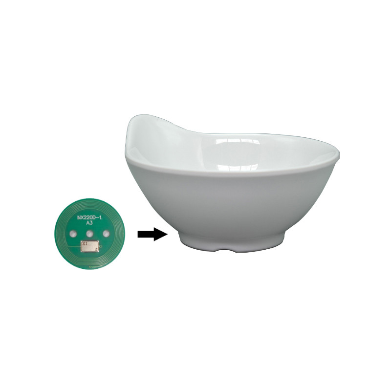 Étiquette NFC PCB personnalisable pour bol de vaisselle en mélamine RFID pour application d'inventaire rapide diamètre 22 mm étiquette étanche haute température puce R6P