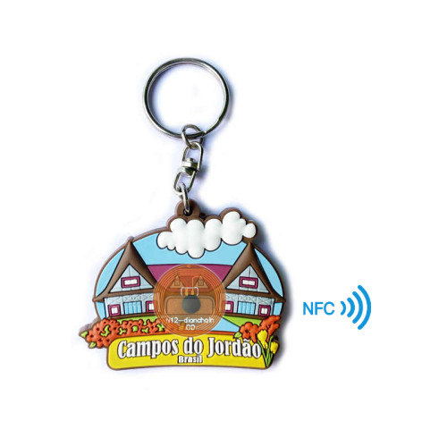 Porte-clés NFC personnalisé en PVC souple, pendentif en caoutchouc, étiquette NFC passive réinscriptible et étanche