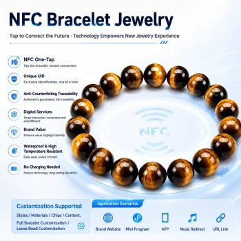 High Frequency NFC Tag NFC Smart Bracelet Beads Natural Stone Jewelry DIY Loose Beads ICODE SLIX Chip 13.56MHz