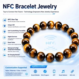 High Frequency NFC Tag NFC Smart Bracelet Beads Natural Stone Jewelry DIY Loose Beads ICODE SLIX Chip 13.56MHz
