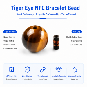 High Frequency NFC Tag NFC Smart Bracelet Beads Natural Stone Jewelry DIY Loose Beads ICODE SLIX Chip 13.56MHz