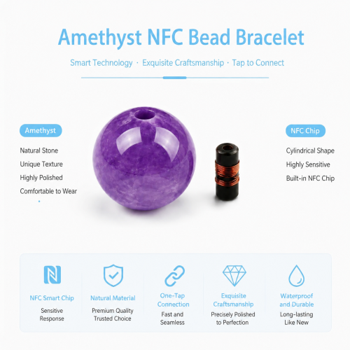NFC Crystal Bracelet Bead Wholesale, Loose Bead Wholesale, DIY Bracelet Bead Cultural and Creative ICODE SLIX2 Chip