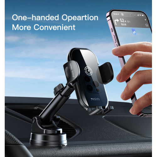 C197 15W Fast Charging Wireless Car Charger | 360 Rotating Suction Cup Air Vent | Phone Holder