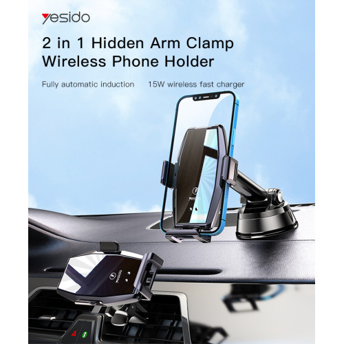 C189 15W Fast Charge|Smart Coil Sense Car Wireless Charger Phone Holder|Adjustable Air Vent Holder