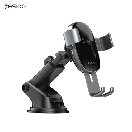 C123 Cellphone Mount Holder | Double Base Mobile Car Phone Holder With 15W Qi Wireless Charging