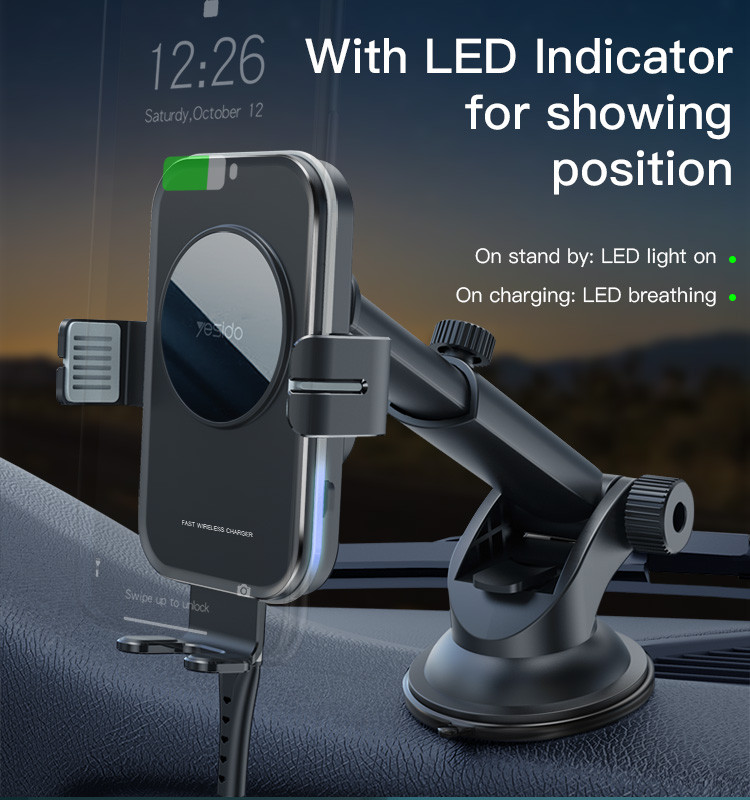 15W Auto Sensor Closing Clip Wireless Charger Holder Details
