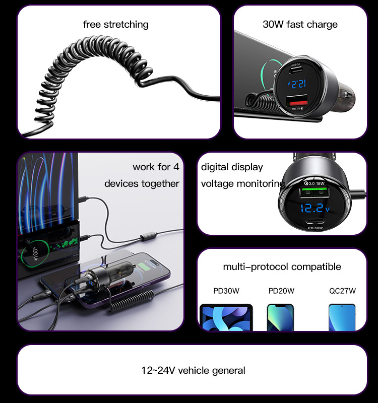Y58 60W Car Charger Adapter Details