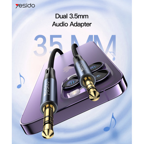 YAU39 1Meter Nylon Braided | 3.5Mm To 3.5Mm Jack plug speakers connection | Aux Auxiliar Audio Cable