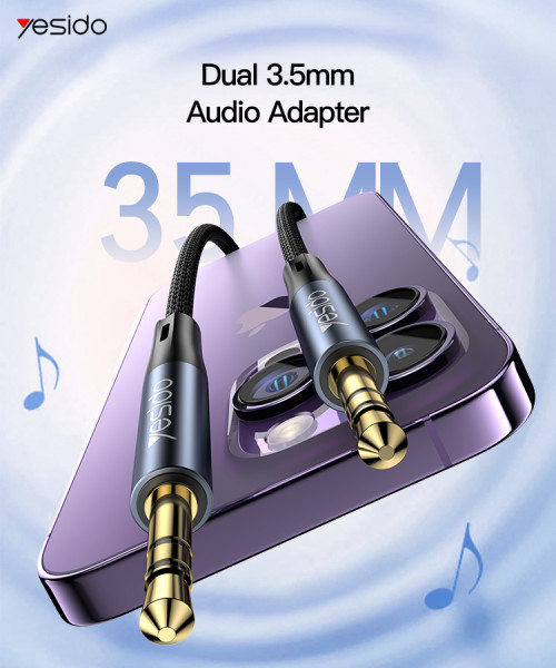 YAU39 1Meter Nylon Braided | 3.5Mm To 3.5Mm Jack plug speakers connection | Aux Auxiliar Audio Cable