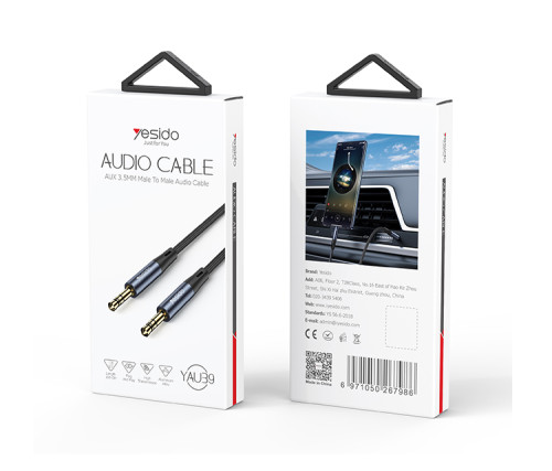 YAU39 1Meter Nylon Braided | 3.5Mm To 3.5Mm Jack plug speakers connection | Aux Auxiliar Audio Cable