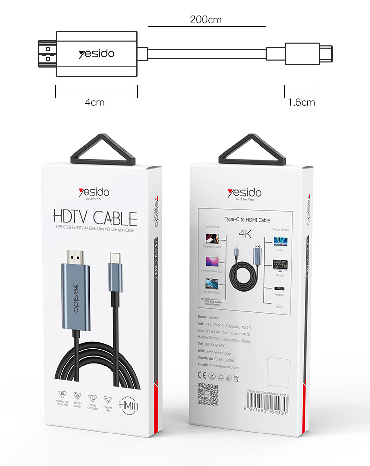HM10 Type-C to HDMI Video Cable Packaging