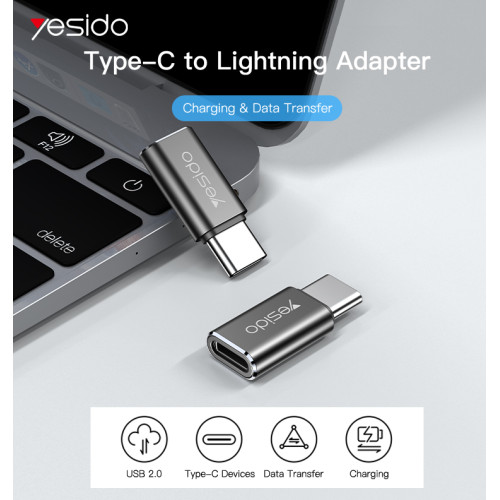 Yesido GS22 Aluminum Alloy Fast Data Transfer Type-C to Lightning OTG Adapter For iPhone iOS