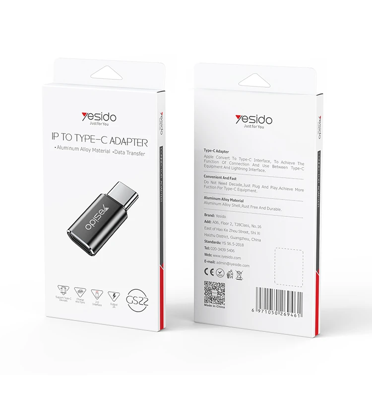 GS22 Type-C to Lightning OTG Adapter Cable Packaging