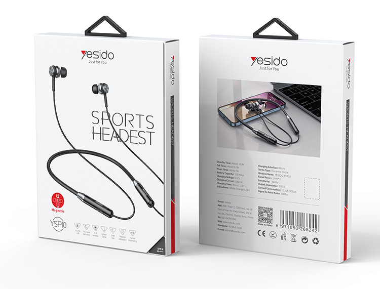 YESIDO YSP10 For Sports Neckband Wireless Earphone Pcackaging