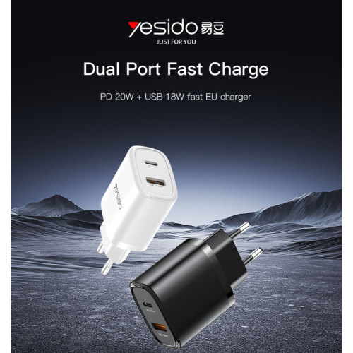 YC47 20W Fast Charging Home Charger | Type-C and USB-A Port Charger Adapter