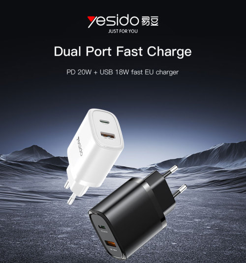 YC47 20W Fast Charging Home Charger | Type-C and USB-A Port Charger Adapter