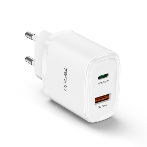 YC50 20W Fast Charging Home Charger | Type-C and USB-A Port Charger Adapter