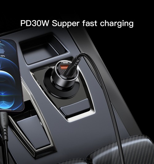 Y55 60W Fast Charging Car Charger | With TC to TC cable car cigarette lighting port charger adapter