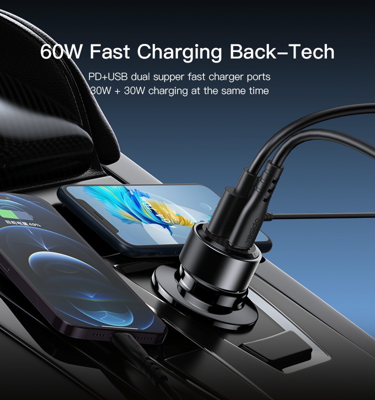 Y55 60W Car Charger Adapter Details