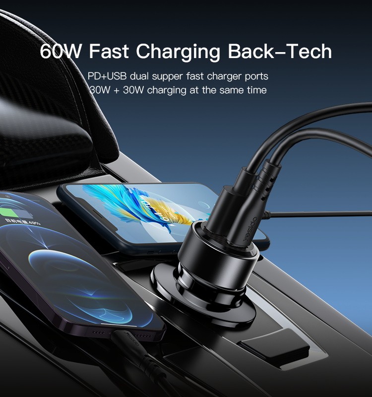 Y54 60W Car Charger Adapter Details