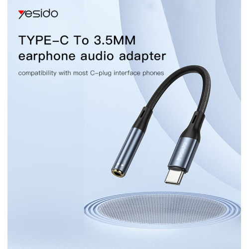 YAU38 Aluminum Alloy Nylon USB-C cable | Type c to 3.5MM Aux Audio Jack Earphone Headphone Cable USB
