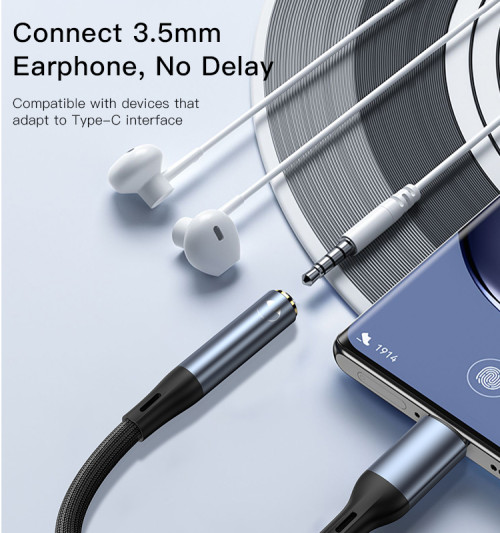 YAU38 Aluminum Alloy Nylon USB-C cable | Type c to 3.5MM Aux Audio Jack Earphone Headphone Cable USB