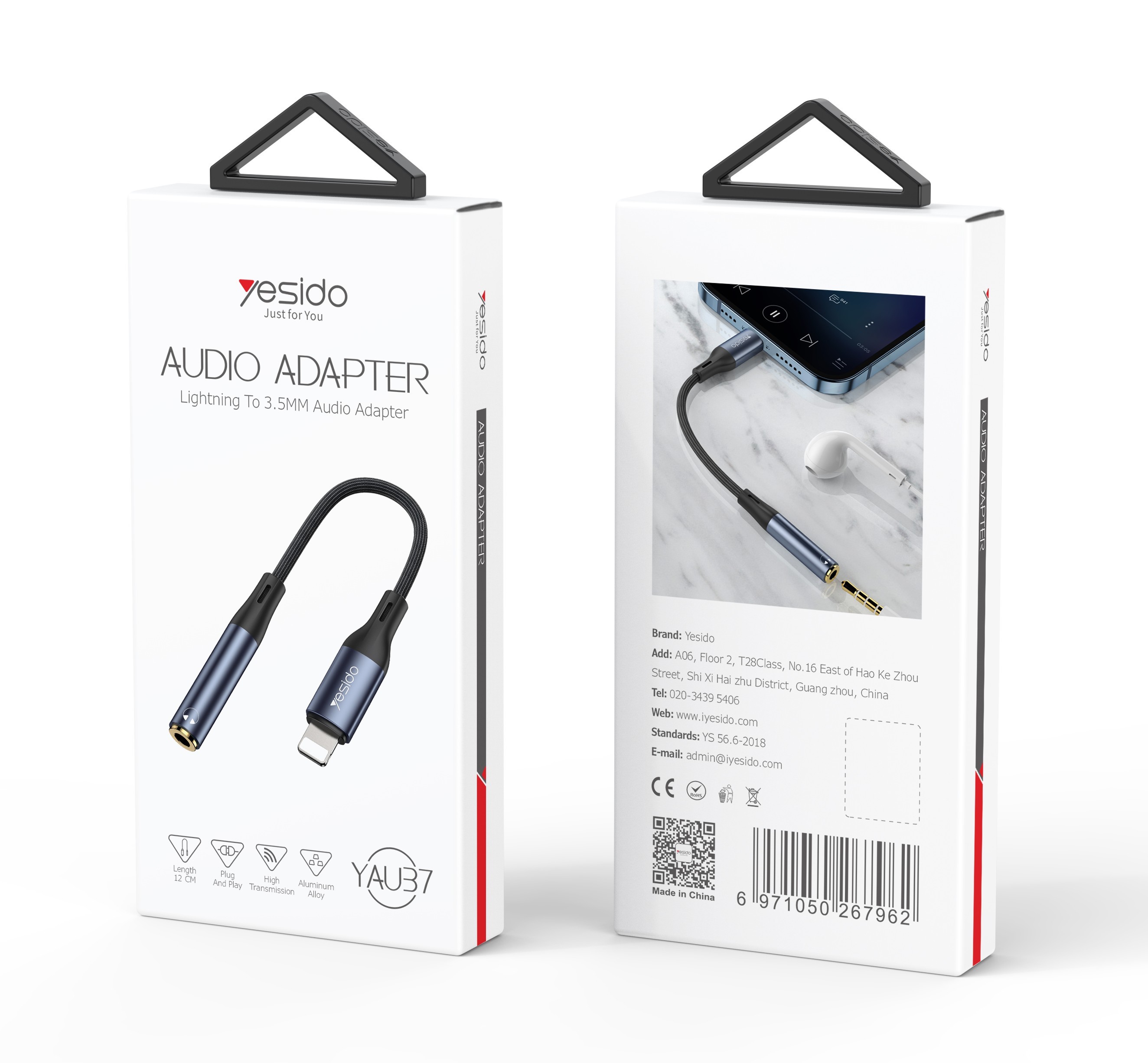 YAU37 Lightning Plug Audio Cable Packaging