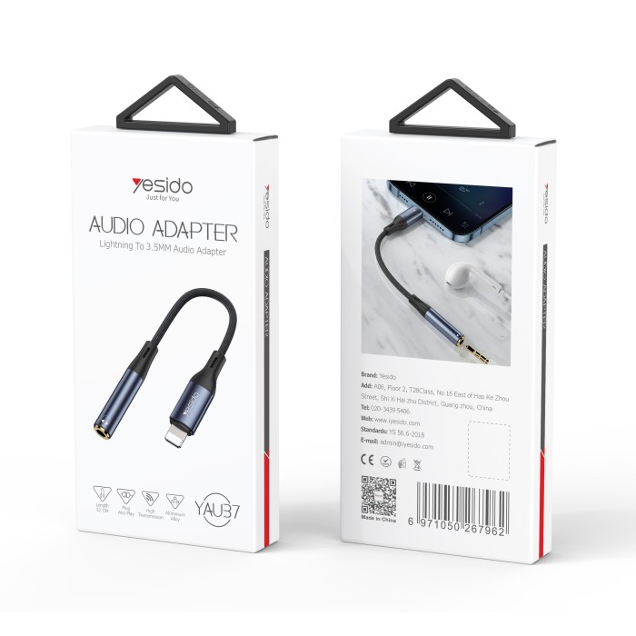 YAU37 Lightning Port Aluminum Alloy Nylon Audio Adapter Cable |Lightning To 3.5mm Adapter For Iphone