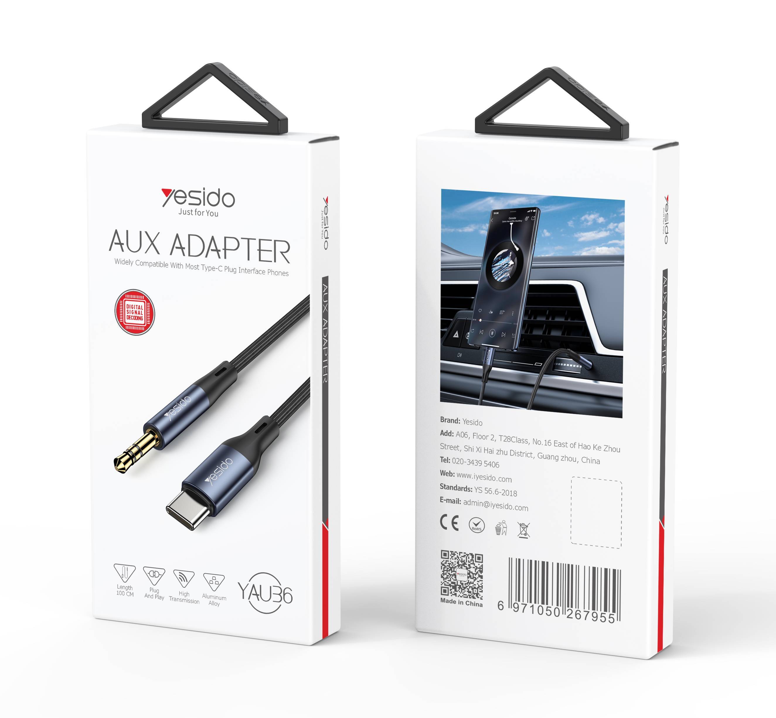 YAU36 Type-C To 3.5MM Plug Audio Cable Packaging