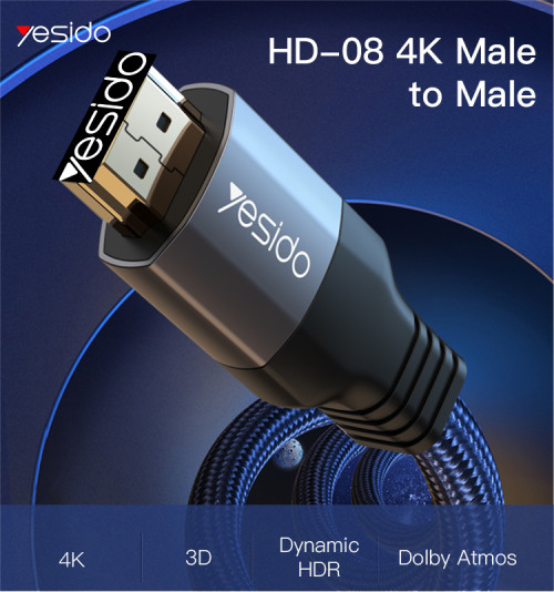 HM08 2 meters 4K 60Hz High 3D Effect HDMI to HDMI Nylon Cable Adapter