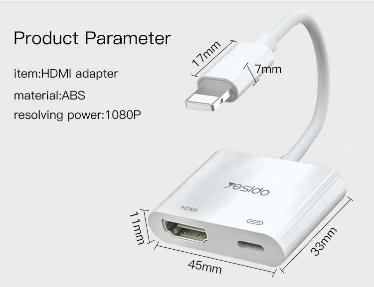 HM06 Lightning to HDMI Video Cable Parameter