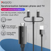 HM05 USB charging 1080p 60HZ  lightning + Micro + Type-C to HDMI Cable Adapter