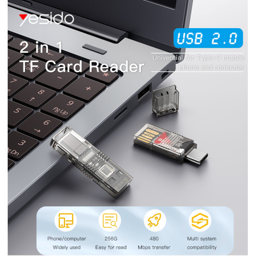GS21 2 In 1 Multi Function USB 3.0 Type-C to USB and TF card OTG card Reader adapter
