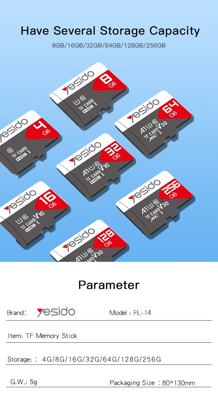 FL14 TF Memory Cards Parameter