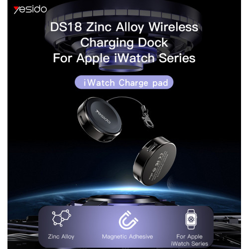 DS18 Fast Portable Magnetic Charger Zinc Alloy Wireless Charging Dock For Apple iWatch Series