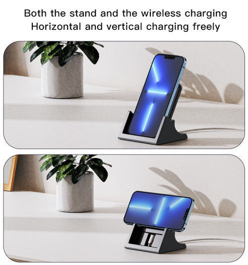 DS15 15W Qi Fast Wireless Desktop Charger Stand Universal Wireless Charger Phone Holder