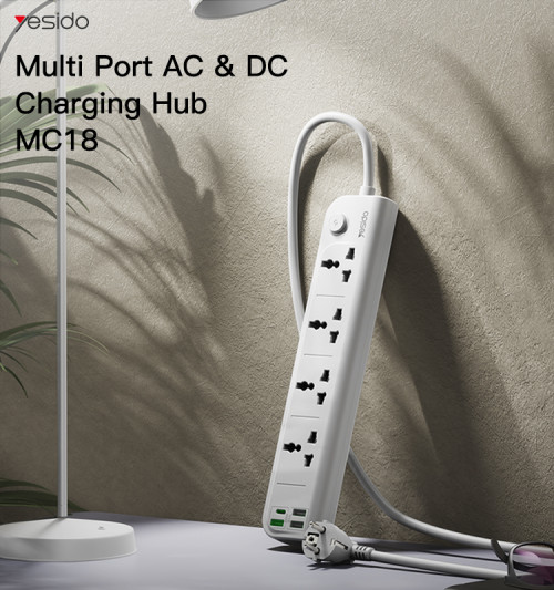 MC18 2 Meter MAx 3250W 4 AC ports EU Standard Power Socket with PD and QC fast charging USB ports