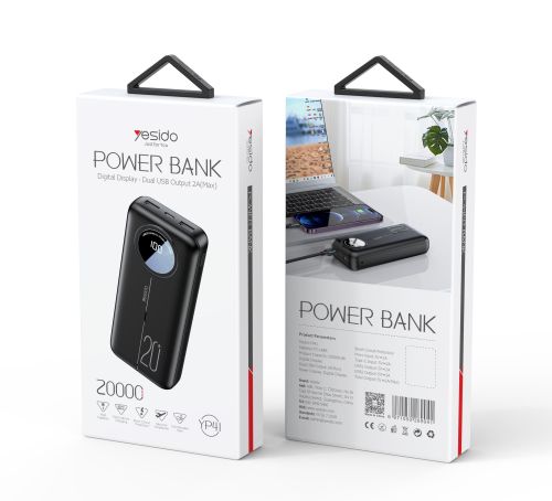 YP41 LED Screen Display Power Bank Portable Charger Fast Charging 20000mAh Power Bank