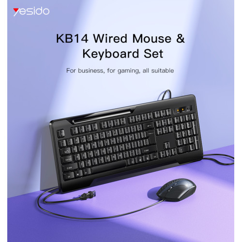 KB14 High Quality Wired cable connection mechanical keyboard and mouse set