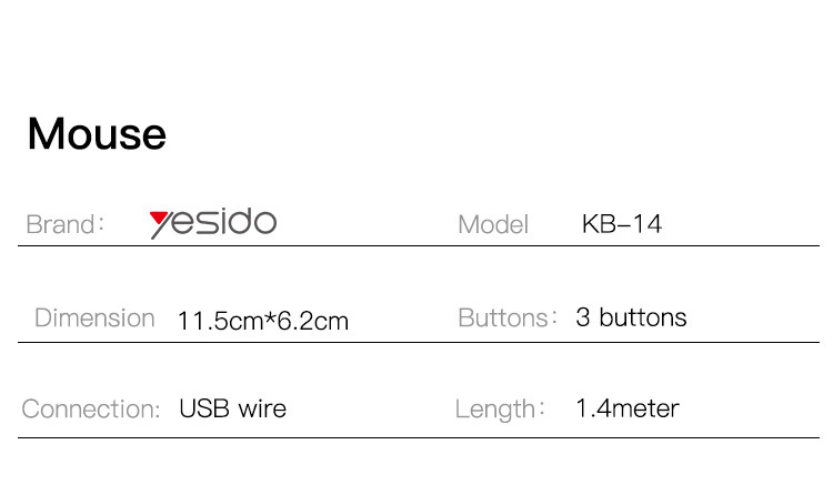 KB14 Wired Keyboard & Mouse Set Parameter