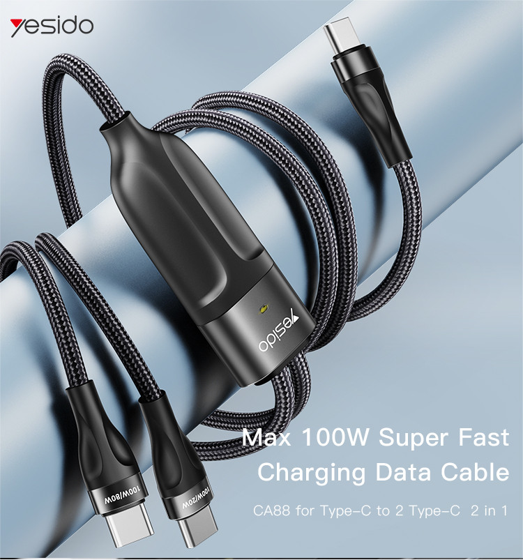 CA88 100W 2 in 1 TC To TC&TC Data Cable