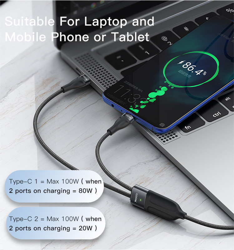 CA88 100W 2 in 1 TC To TC&TC Data Cable Details