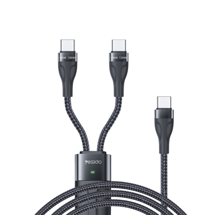 CA88 Max 100W Super fast charging 2 in 1 Type-C to USB C data cable for laptop tablet mobile phone