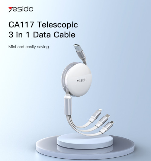 CA117 1.2M 3 in 1 Cable USB To Type-C Lightning Micro Data Cable