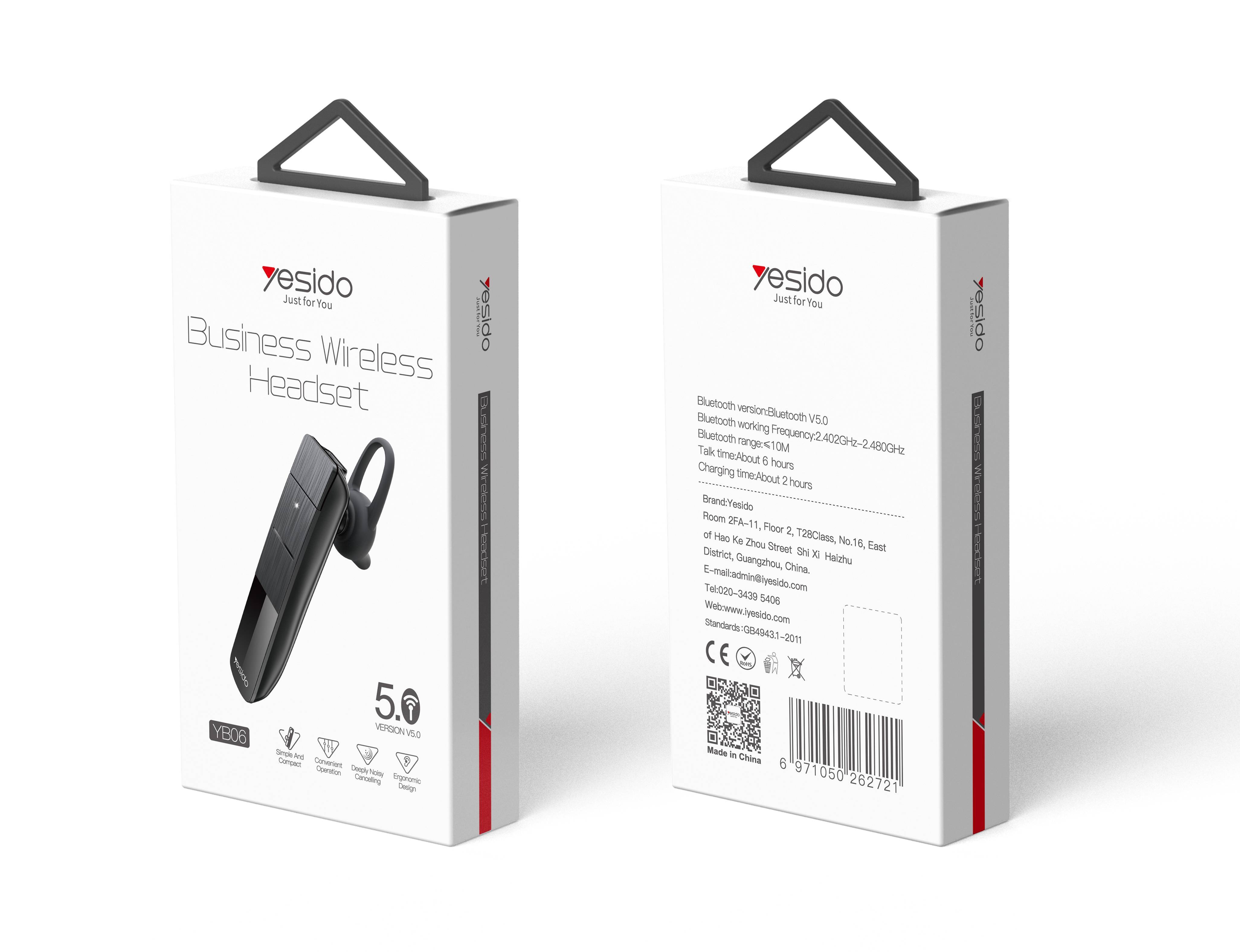 YB06 Wireless Singal Bluetooth Earphone Packaging