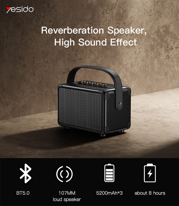 Portable High Sound Quality 2024 Bluetooth Wireless Speaker, Black