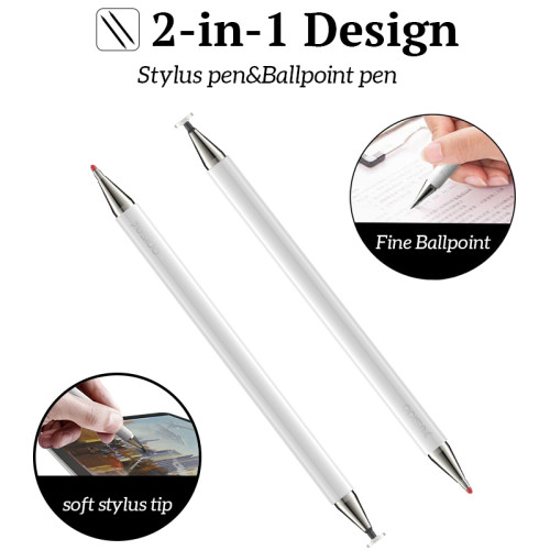 ST04 2 In 1 Stylus Pen Tablet Notebook Active Capacitive Writing Phone Pencil With Ballpoint Pen