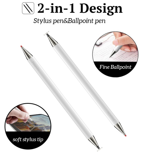 ST04 2 In 1 Stylus Pen Tablet Notebook Active Capacitive Writing Phone Pencil With Ballpoint Pen
